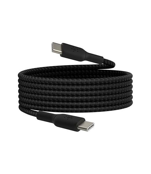 Belkin USB-IF Certified Braided 60 W USB-C to USB-C (Type C) Charge cable, 6.6 Feet / 2 Meter, Black