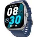 Titan Evolution Smart Watch, 1.85” AMOLED Display, 390 * 450 Pixel Resolution, SingleSync BT Calling, AI Voice Assistant, 100+ Sports Modes & Smartwatch Faces, Upto 7 Day Battery, IP68 (Blue)