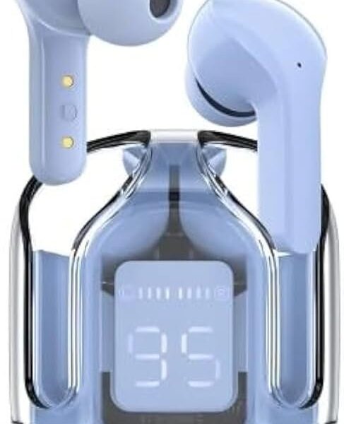 Gizitacore in-Ear Wireless Earbuds, Ultrapods max TWS Bluetooth Earphones with Charging Case and LED Digital Display, Microphone, Works with iPhone Android and Bluetooth Devices (Sky Blue)