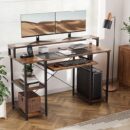 TEKAVO Computer Table With Keyboard Tray | Desktop Table For Home Office|120x60x87 Cm/DIY, Engineered Wood, Matte, Brown