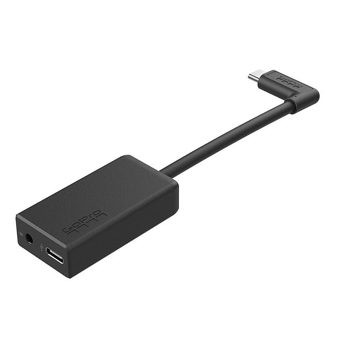 GoPro Pro 3.5mm Mic Adapter Type C to 3.5mm(0.35 cm) - External Professional-level Microphone Adapter (Compatible with HERO13 BLACK, HERO12 BLACK, HERO11 BLACK, HERO10 BLACK, HERO9 BLACK, HERO8 BLACK)
